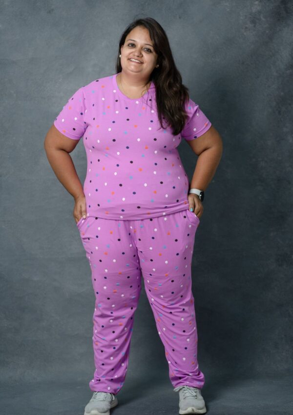 Women's Pant Co-Ord Set - Pink Polkas