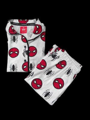 UNISEX KIDS NIGHT SUIT - WHITE SPIDEYS