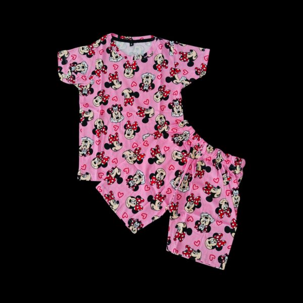 GoCasuals Brand Kids Unisex Shorts Co-Ord Set - Pink Minnies