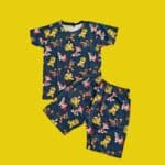 GoCasuals Brand Kids Unisex Shorts Co-Ord Set - Navy Paws