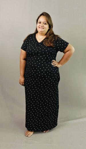 Night Gown / Nighty - Black Dots