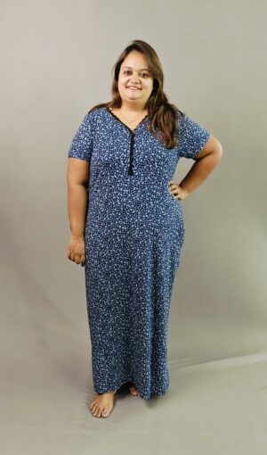 PLUS SIZE Night Gown / Nighty - Navy Mini Floral