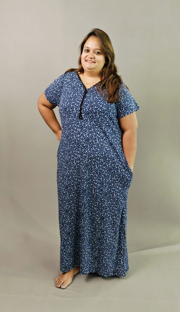 Night Gown / Nighty - Navy Mini Floral