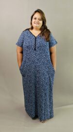 Night Gown / Nighty - Navy Mini Floral