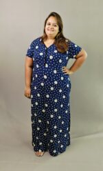 Night Gown / Nighty - Navy Daisy