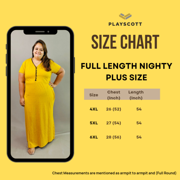 PLUS SIZE Night Gown / Nighty - Black Yellow Floral