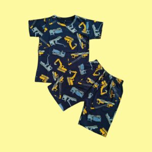 Gocasuals Brand Unisex Short Set - Navy Trucks
