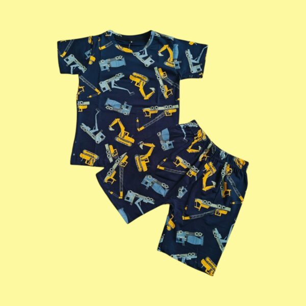 Gocasuals Brand Unisex Short Set - Navy Trucks