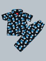 Playscott Unisex Kids Night Suit(Half Sleeve) - Smurfs