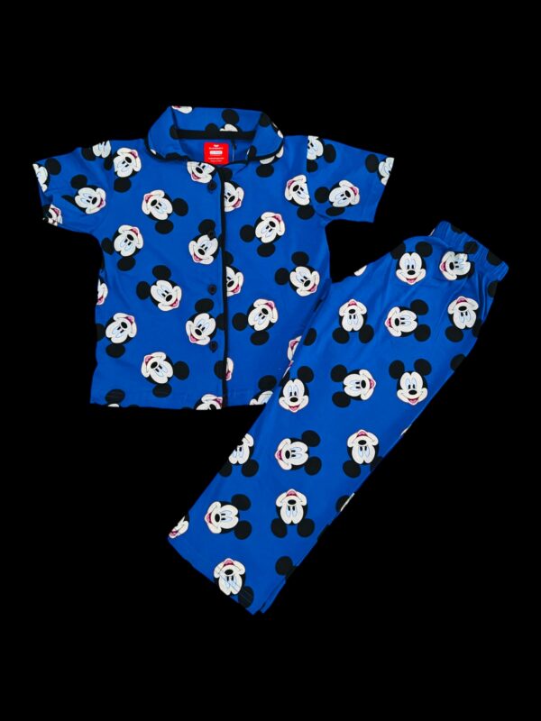 Playscott Unisex Kids Night Suit(Half Sleeve) - Blue Mickeys