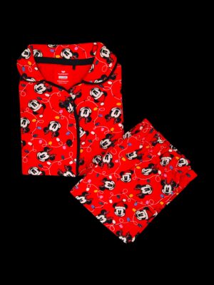 Playscott Unisex Kids Night Suit(Half Sleeve) - Red Mickeys