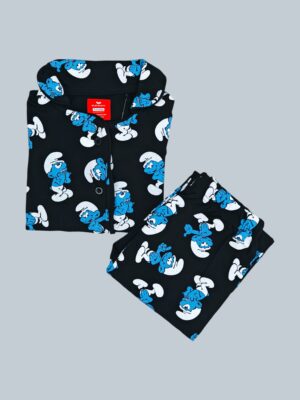 Playscott Unisex Kids Night Suit(Half Sleeve) - Smurfs