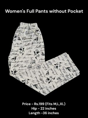 Women's Full Pant without Pockets (M/L/XL Size) - N02