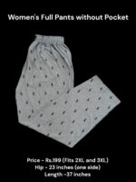 Women's Full Pant without Pockets (2XL/3XL Size) - 07