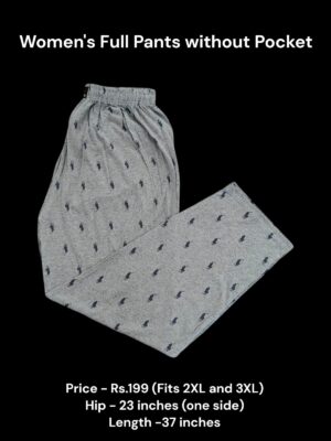 Women's Full Pant without Pockets (2XL/3XL Size) - 07
