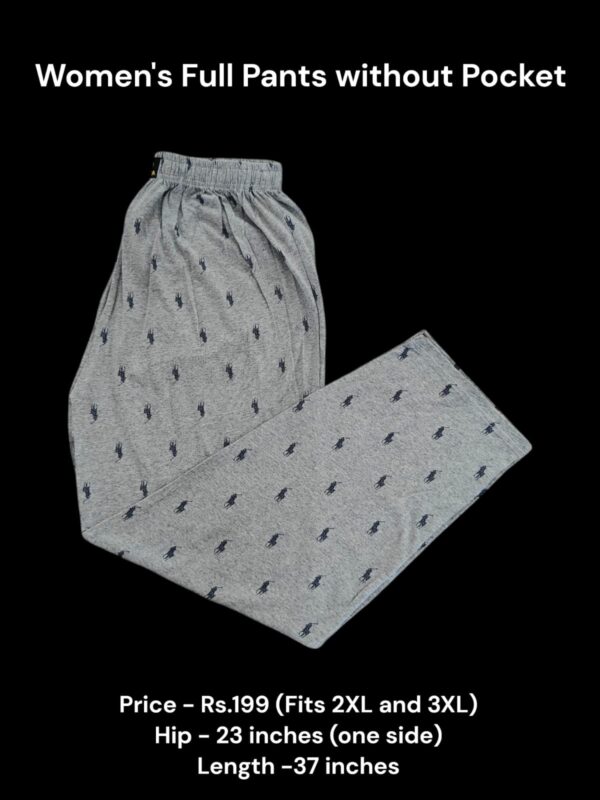 Women's Full Pant without Pockets (2XL/3XL Size) - 07
