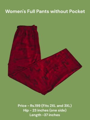 Women's Full Pant without Pockets (2XL/3XL Size) - 08