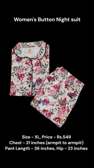 Women's Button Night Suit (XL size) - 02