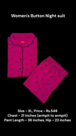 Women's Button Night Suit (XL size) - 03