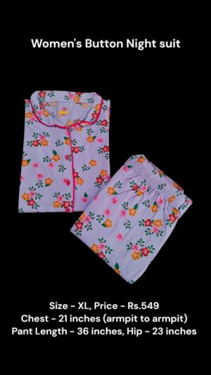 Women's Button Night Suit (XL size) - 05