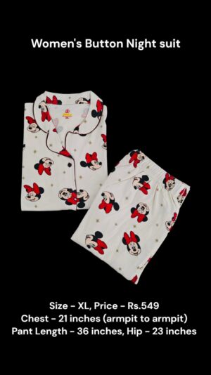 Women's Button Night Suit (XL size) - 04