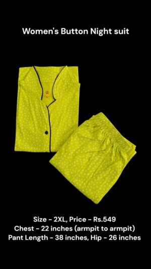 Women's Button Night Suit (2XL size) - 08