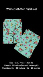 Women's Button Night Suit (2XL size) - 01