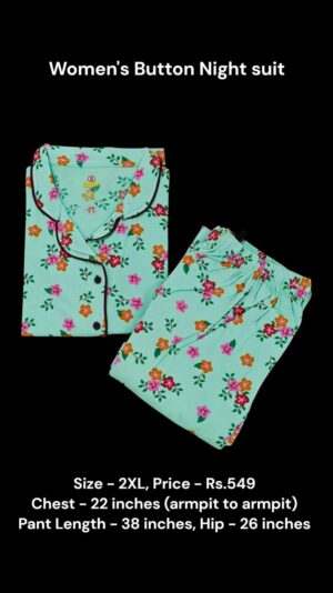 Women's Button Night Suit (2XL size) - 01