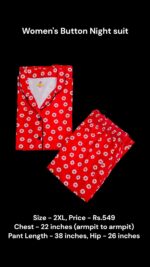 Women's Button Night Suit (2XL size) - 03