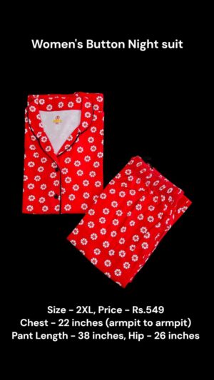Women's Button Night Suit (2XL size) - 03