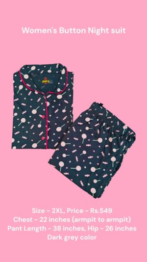 Women's Button Night Suit (2XL size) - 06