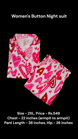 Women's Button Night Suit (2XL size) - 02
