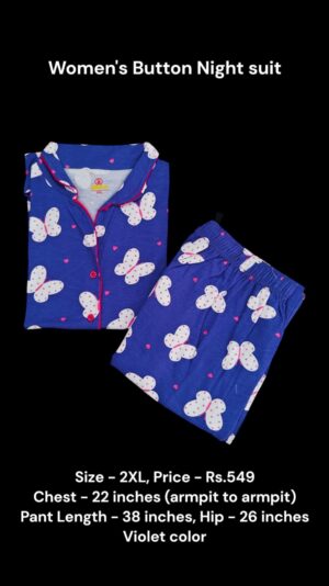 Women's Button Night Suit (2XL size) - 05