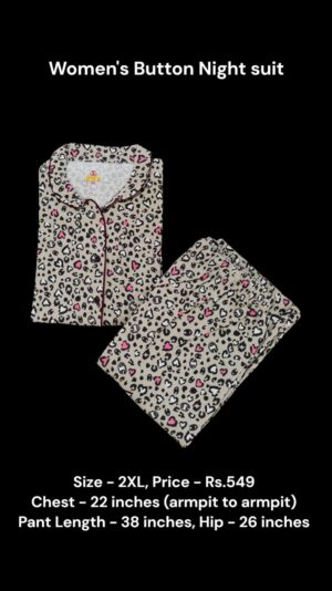 Women's Button Night Suit (2XL size) - 04