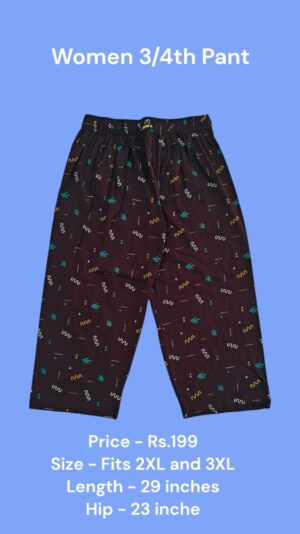 Women's 3/4th Pant (2XL/3XL Size) - 10