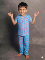 Unisex Co-Ord Pant Set - Sky Blue Floral